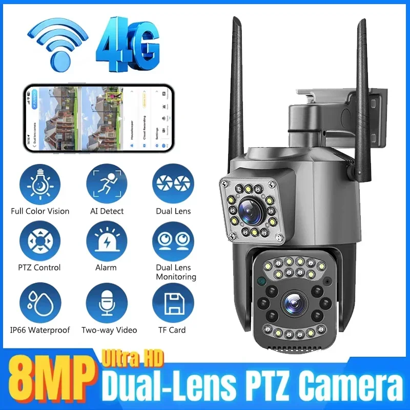 Night Vision Camera Wifi 4G - 8-мегапиксельная Wi-Fi IP-камера 4K PTZ с